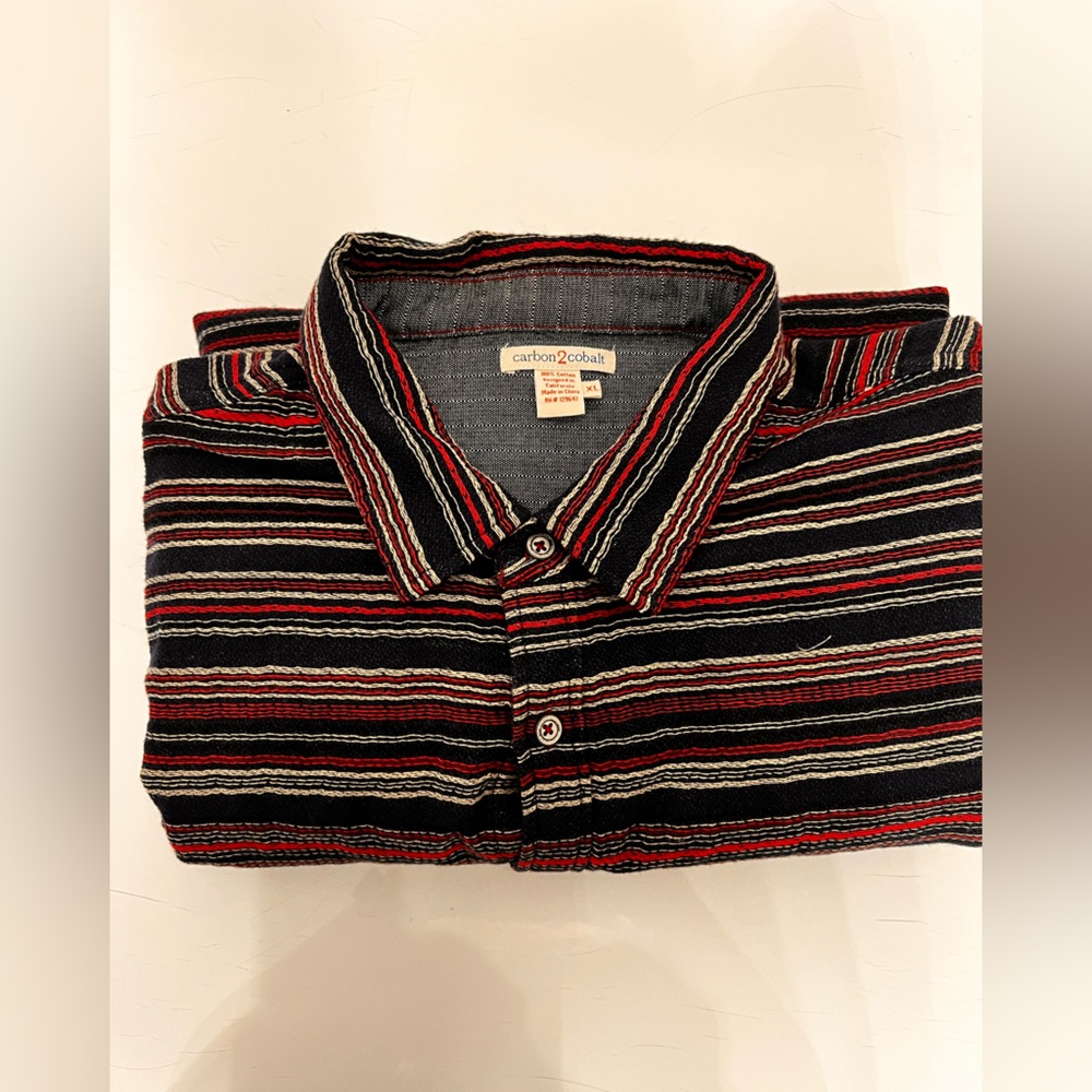 Carbón 2 Cobalt striped men’s long sleeve, 100% cotton